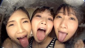 【レズキス】。AV女優達が集結してお互いのベロで唾液交換濃厚キス
